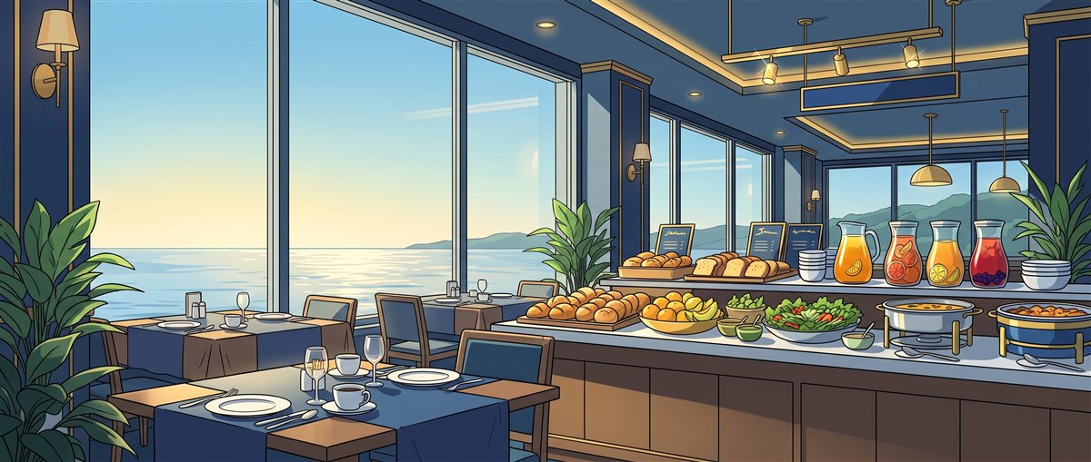 朝食ビュッフェのイラスト